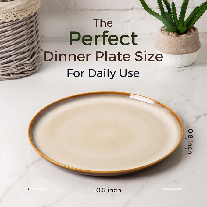 LERATIO Ceramic Dinner Plates Set of 4, 10.5 Inch Reactive Glaze Plate Sets | - Image 2