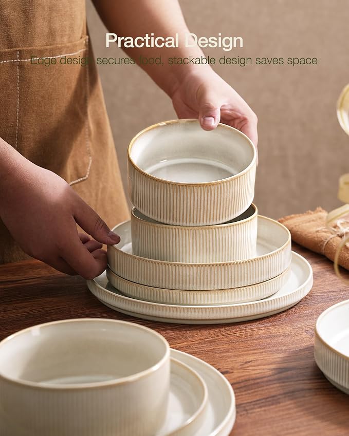 Famiware Star Stoneware Dinnerware Set, Reactive Glaze Plates & Bowls - Image 6