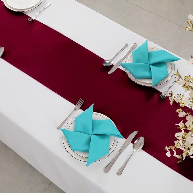 Horbaunal 12 Pack Burgundy Satin Table Runner 12 x 108 Inch | Smooth Table - Image 4