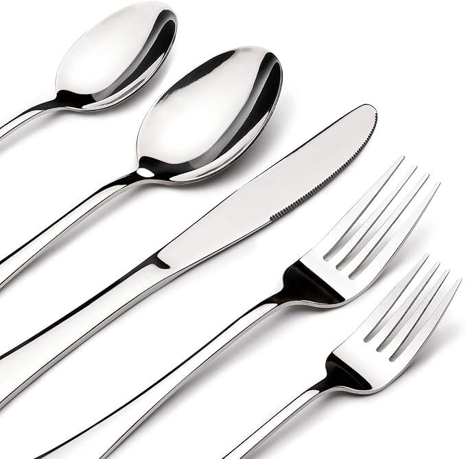Silverware Set for 12 with Serving Utensil, Stainless Steel Flatware Cutlery | by ACNUSIK