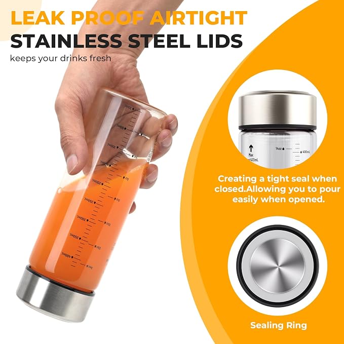 Sursip Wide Mouth Borosilicate Glass Juice Bottles 12oz 6 Pack - Image 5