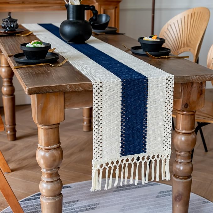 EMMTEEY Boho Table Runner with Tassels 72 Inches Long, Scratch & Heat Resistant - Image 4