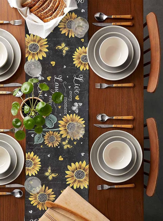 Retro Sunflower Table Runners 60 Inches Long, Spring Summer Farmhouse Table - Image 5