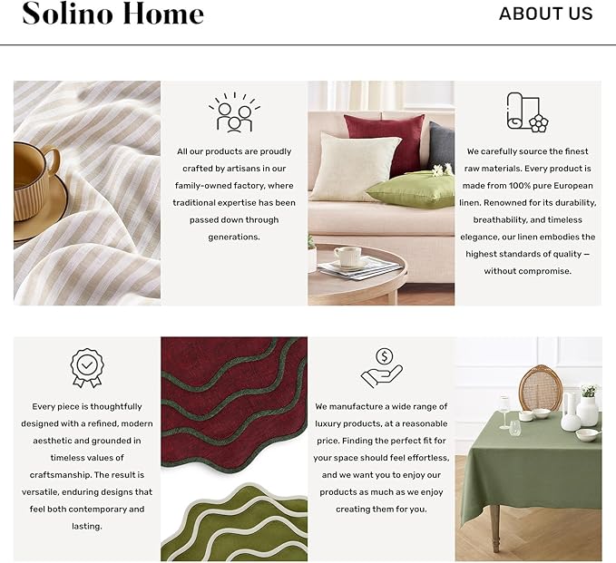Solino Home 100% Pure Linen Table Runner Brown Long, Athena 14 x 108 in | Table - Image 9
