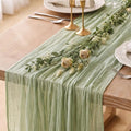 1 Pack Sage Green Cheesecloth Table Runner 120 Inch Boho Wedding Decor | by Fixwal