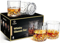 GLASKEY Whiskey Glasses Set of 4, Rock Glasses, 11 oz Lead-Free Crystal Bourbon by GLASKEY