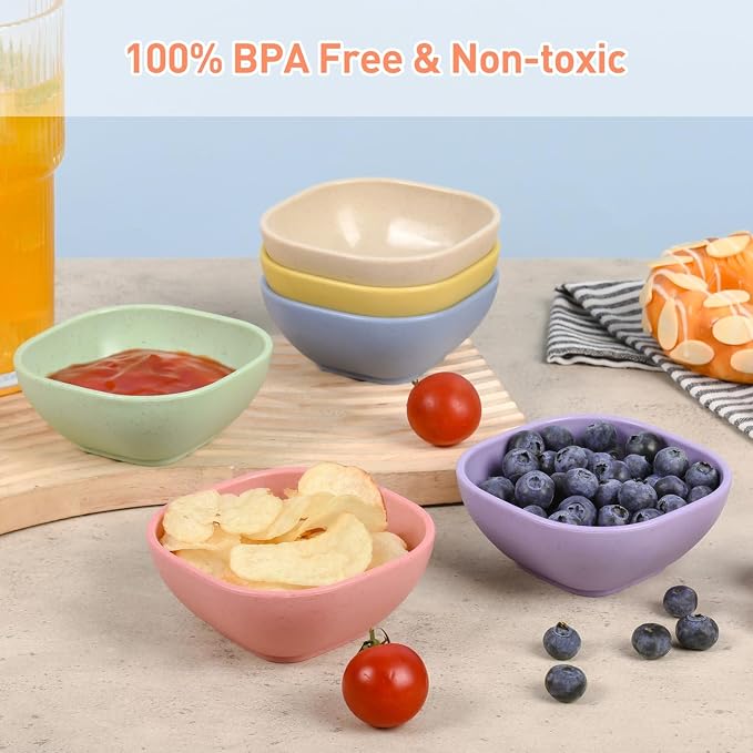 8 Pack Small Bowls, 4.5 OZ Assorted Colors Dipping Sauce Cups, Ice Cream Bowls - Image 6