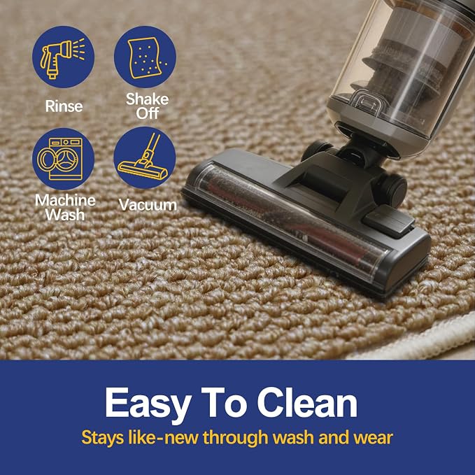 Faux Jute Area Rug 8'x10', Washable & Non-Slip, Taupe | 0.27" Low Pile Easy - Image 4