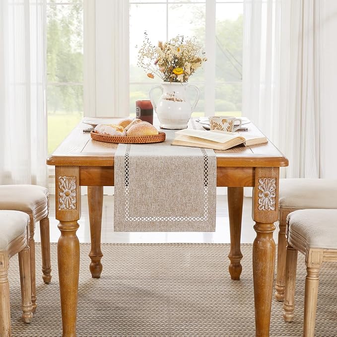 Rustic Burlap Table Runner, Coffee Table Runners 72 inches Long | Double Layer - Image 4