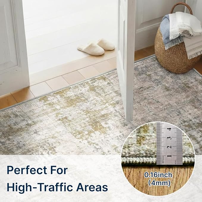 2x6 Rug for Entryway Hallway-No Slip Soft Carpets Modern Abstract Indoor Floor - Image 2