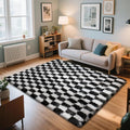 Checkered Rug for Bedroom, 4x6 Black and White Area Rugs, Classic Checkered by Yongyangjuxi