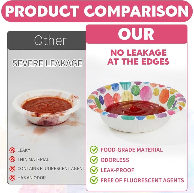 30 Count 8oz Paper Bowls, Disposable Bowls Microwaveable, Soak Proof and Cut - Image 6