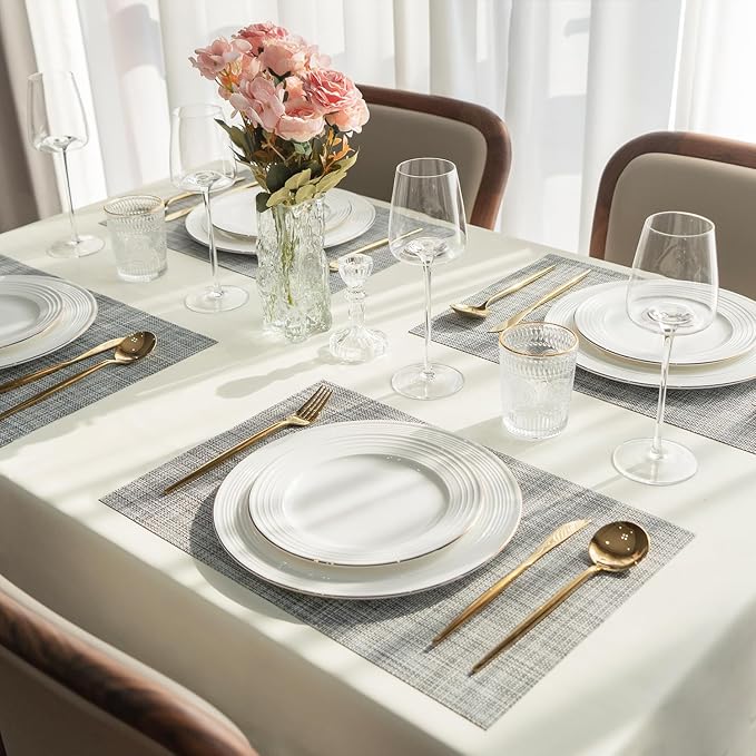 Placemats Set of 8 Vinyl/Plastic Woven Place Mats - Image 7