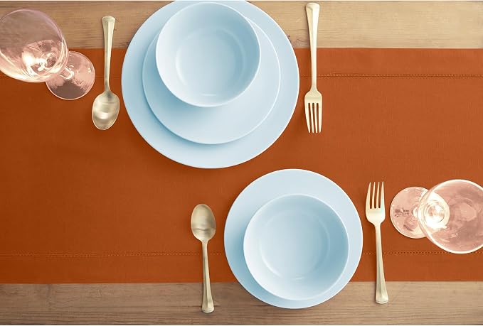 Solino Home Cotton Linen Dining Table Runner Cinnamon Hemstitch, 14 x 60 in | - Image 4