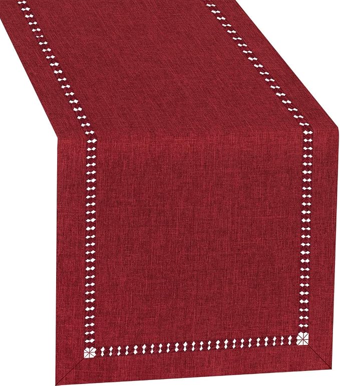 Grelucgo Super Long Handmade Hemstitched Polyester Rectangle Table Runners by Grelucgo