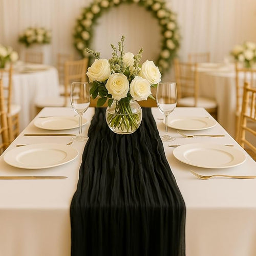 10FT Black Cheesecloth Table Runner 120 Inch Rustic Boho Gauze Cheese Cloth by HQ-SITE