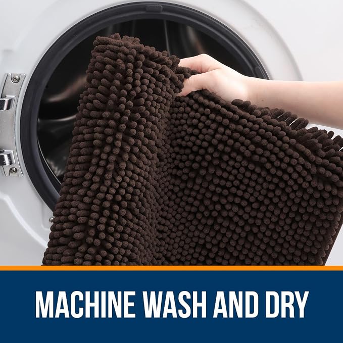 OLANLY Bathroom Rugs 30x20, Extra Soft Absorbent Chenille Bath Rugs, Rubber - Image 5