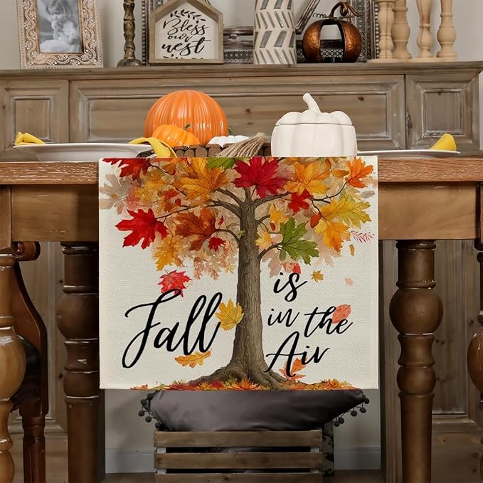 Fall Table Runner 13 x 72 Inch, Maple Leaves Autumn Farmhouse Decor - Image 3