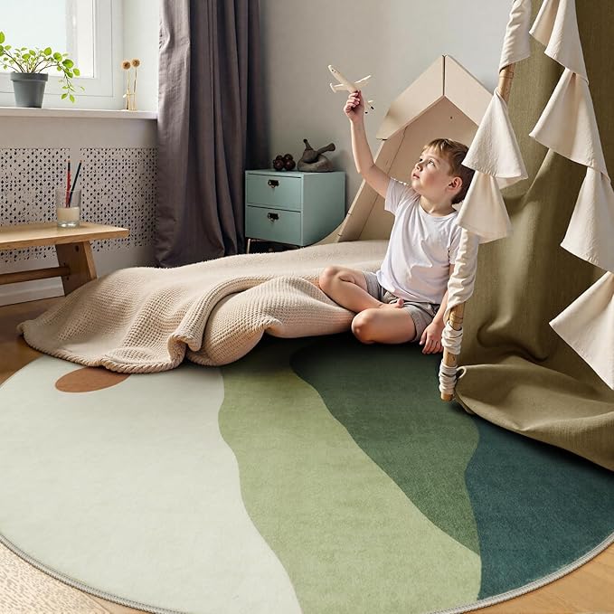 6ft Round Rugs for Living Room, Soft Washable Non-Slip Large Circle Rug - Image 6