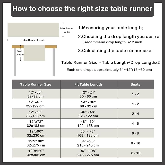 Farmhouse Beige Table Runner Dining Table Runners 72 Inches Long Coffee Table - Image 6