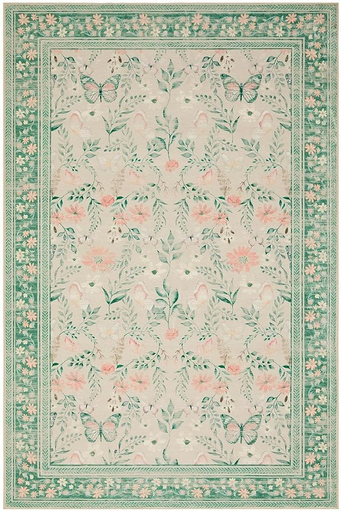 Rugxara Floral Rug for Living Room Bedroom, 4x6 Washable Rug, Large Non Slip - Image 10