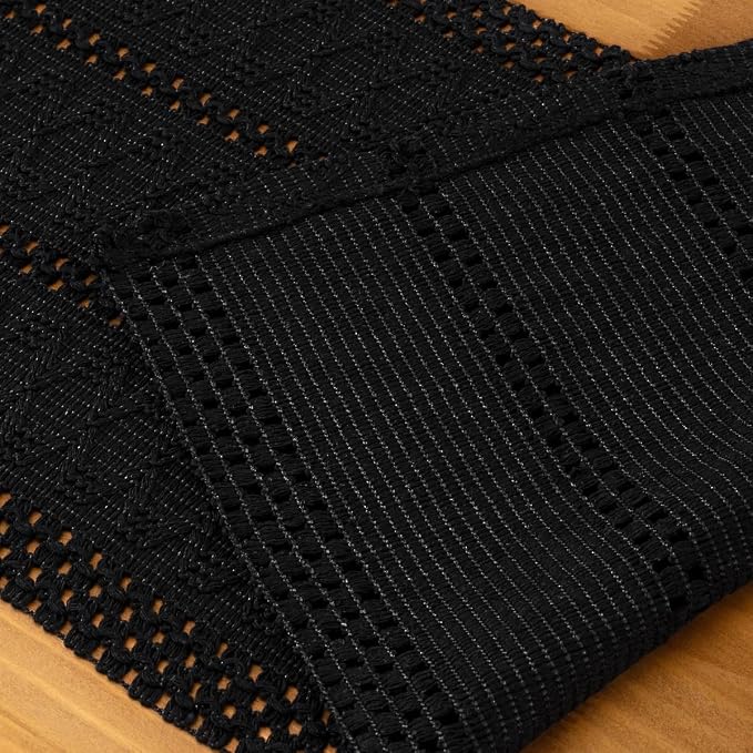 Black Boho Table Runner Farmhouse Macrame Woven Table Runner 12x48 Inch | Small - Image 5