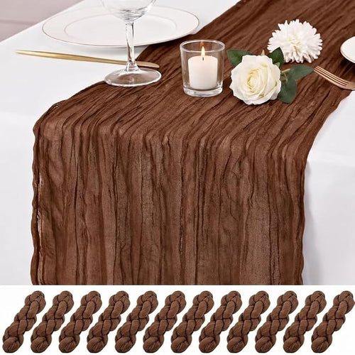 12 Pack Brown Cheesecloth Table Runner 17x108 Inch Boho Rustic Semi Sheer Gauze by Unknown