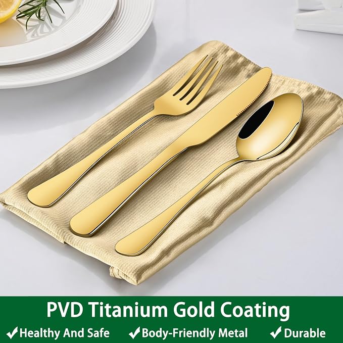 24-Piece Gold Silverware Set - Image 7