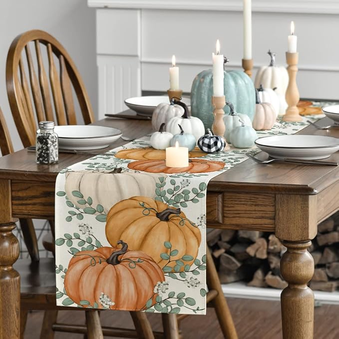 Artoid Mode 210 GSM Fall Table Runner 13x72 Inch Home Party Decor | Orange - Image 3