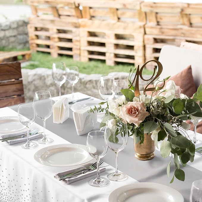 MASHAN 12Pcs White Silver Tablecloth Party Decorations, Plastic White Table - Image 5