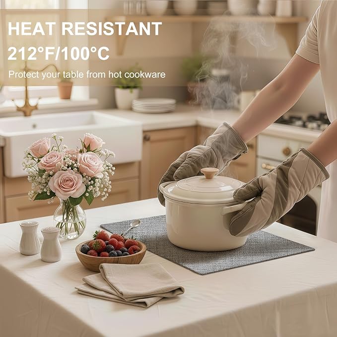 Faux Leather Heat Resistant Placemats 4 Packs, Waterproof Wipeable Dining PU - Image 3