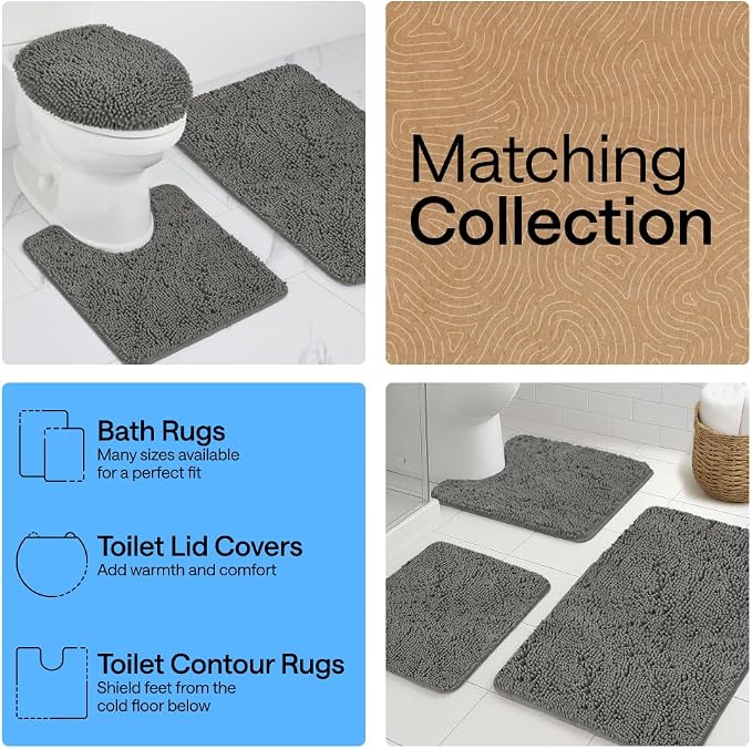 GORILLA GRIP Bath Rug Mat 60x24, Soft Absorbent Chenille, Quick Dry Microfiber - Image 8