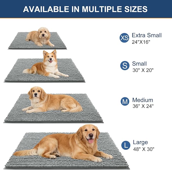 OLANLY Dog Door Mat for Muddy Paws 59x24, Ultra Absorbent Chenille Mud Doormat - Image 2