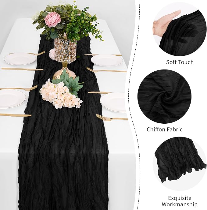 25 Pack Black Cheesecloth Table Runner 17 x 108 Inch Gauze TableRunner Fabric - Image 5