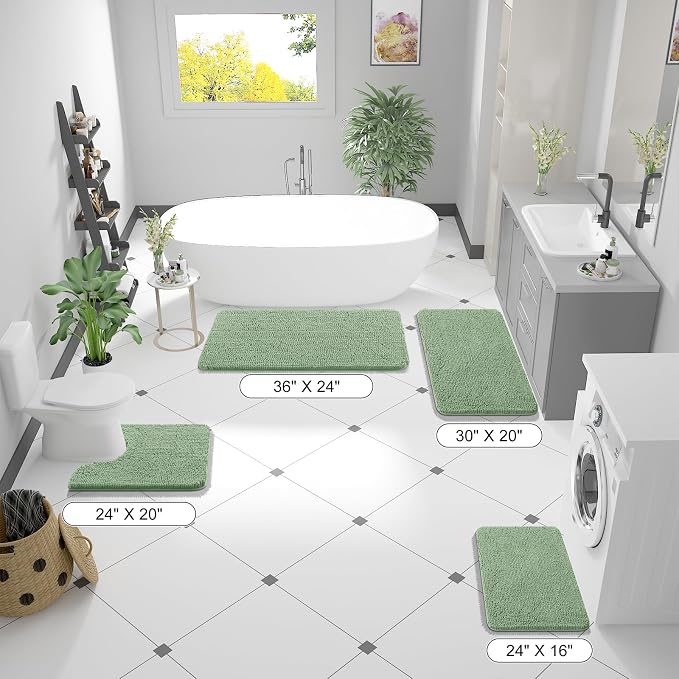OLANLY Large Bathroom Rugs 45x27, Extra Soft Absorbent Chenille Bath Rugs - Image 2