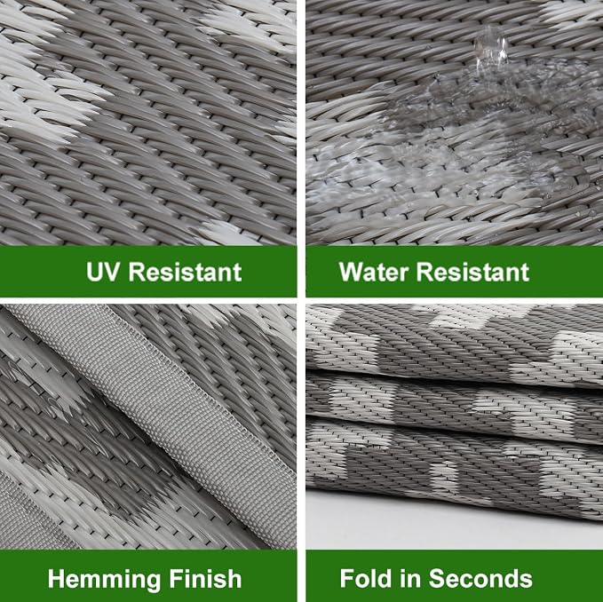 RURALITY Outdoor Rugs 6x9 Feet for Patios Clearance, Plastic Straw Waterproof - Image 4