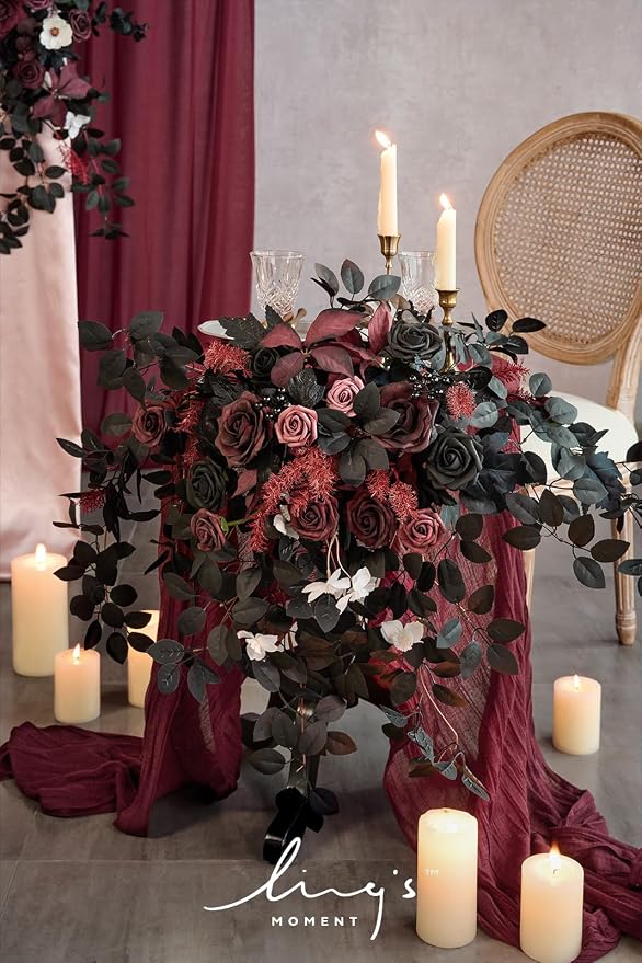 Ling's Moment Dark Red Cheesecloth Table Runner, 120 Inch 10FT | Burgundy Boho - Image 4