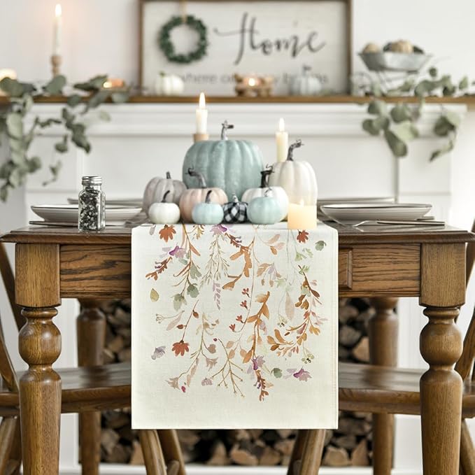 Artoid Mode 210 GSM Fall Table Runner 13x90 Inch Home Party Decor | Floral - Image 2