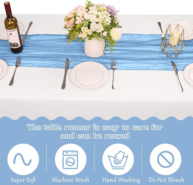 10 Pack Cheesecloth Table Runner 6FT Boho Gauze Rustic Fabric Table Runner - Image 4