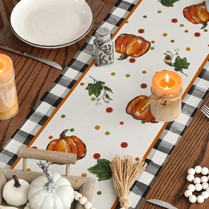 Artoid Mode 210 GSM Fall Table Runner 13x60 Inch Home Party Decor | Pumpkin Bow - Image 7
