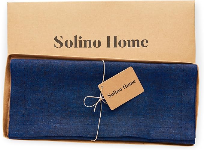 Solino Home 100% Pure Linen Table Runner Royal Blue, Athena 14 x 156 in | Table - Image 5