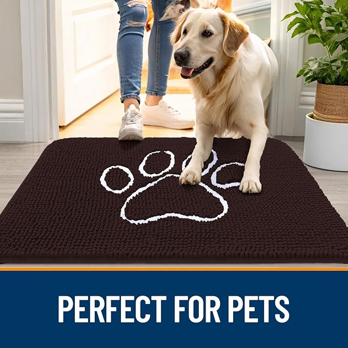 OLANLY Dog Door Mat for Muddy Paws 70x35, Paw Print Design, Absorbs Moisture - Image 6