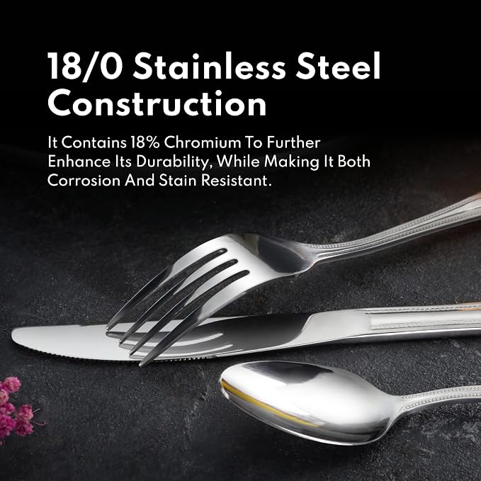 New Star Foodservice Rose Pattern Stainless Steel Flatware Set, 3-Piece Set - Image 4