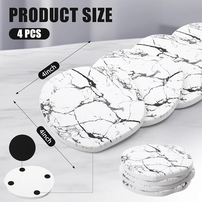Diatomaceous Earth Coasters Set of 4，Cool Absorbent Quick-Dry Drink Coasters - Image 2