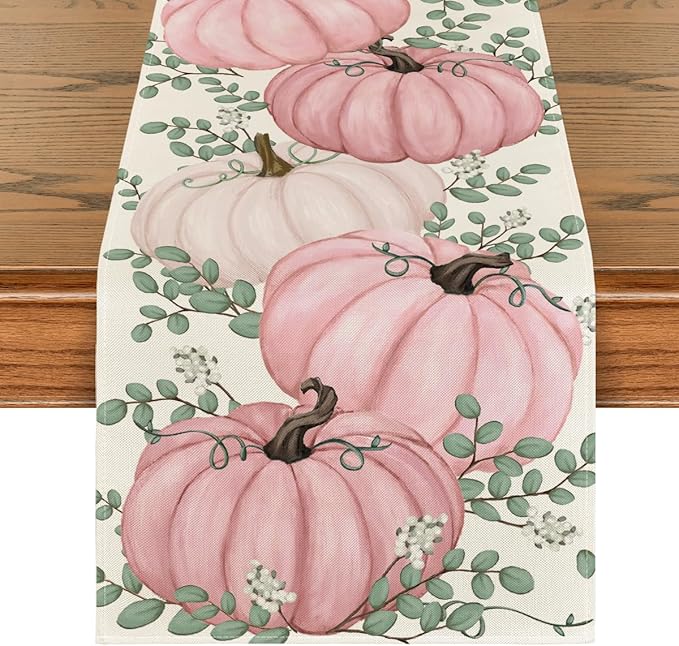 Artoid Mode 210 GSM Fall Table Runner 13x72 Inch Home Party Decor | Pink by ArtoidMode