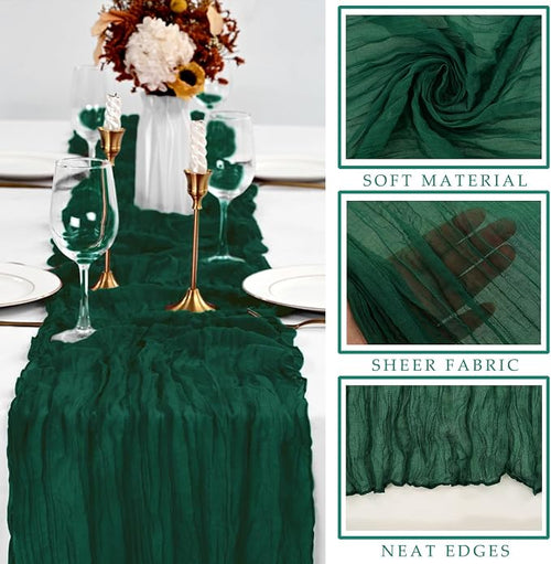 10FT Emerald Green Cheesecloth Table Runner Gauze Fabric 35 x 120 Inches Long - Image 2