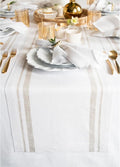 Solino Home 100% Linen Table Runner, 14 x 108 in, Natural and White Striped | by SolinoHome