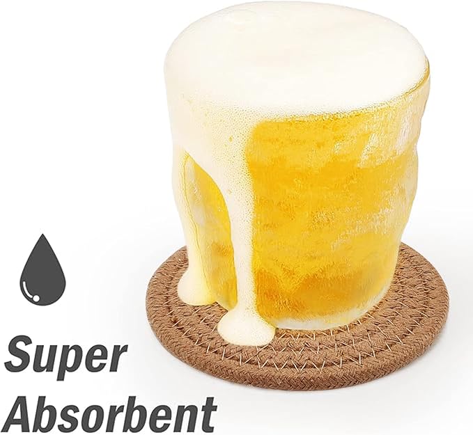 ABenkle Drink Coasters with Holder Set of 10, Cotton Woven Absorbent Coasters - Image 3