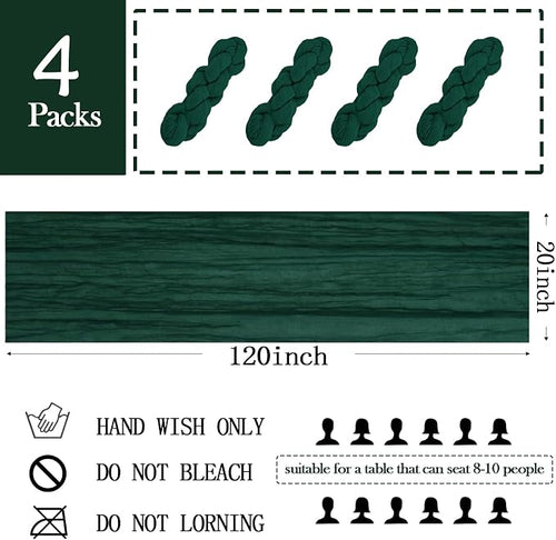 4 Pack Emerald Green Cheesecloth Table Runner 20 x 120 inch Gauze Table Runners - Image 2