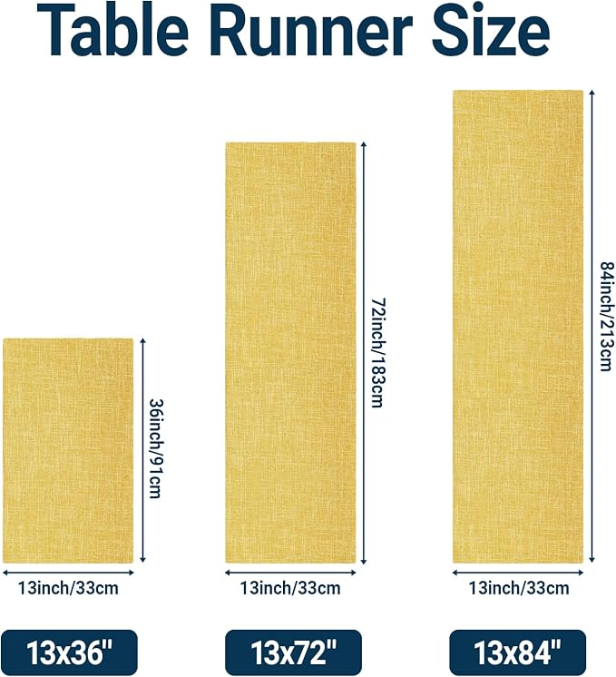 Q&J Fabric Co. Linen-Textured Table Runner 1 Pack 13x84 Inch Gold | Polyester - Image 6